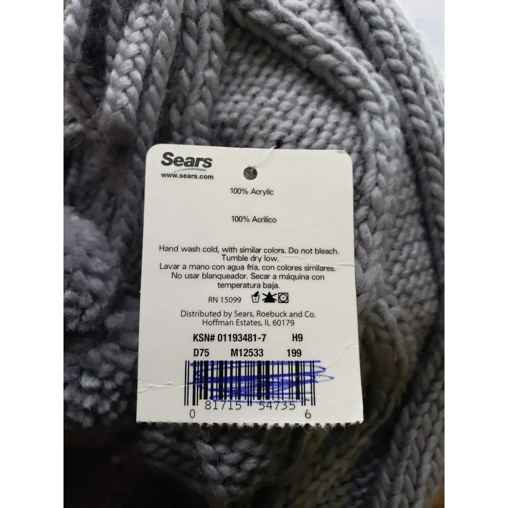 Covington‎ NWT Sears Slippers Socks Grey Gray Knit Winter Socks with Grippers